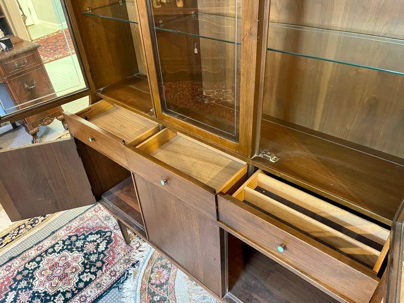 Midcentury Modern Walnut Petite China Cabinet from Kroehler