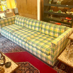 Vintage King Furniture Mfg Upholstered Green & Yellow Sofa