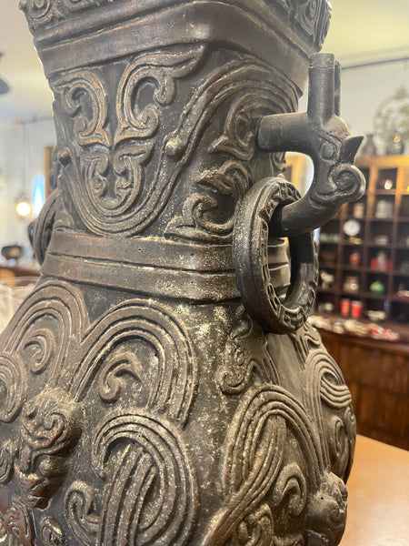 Heavy Bronze Asiatic Table Lamp