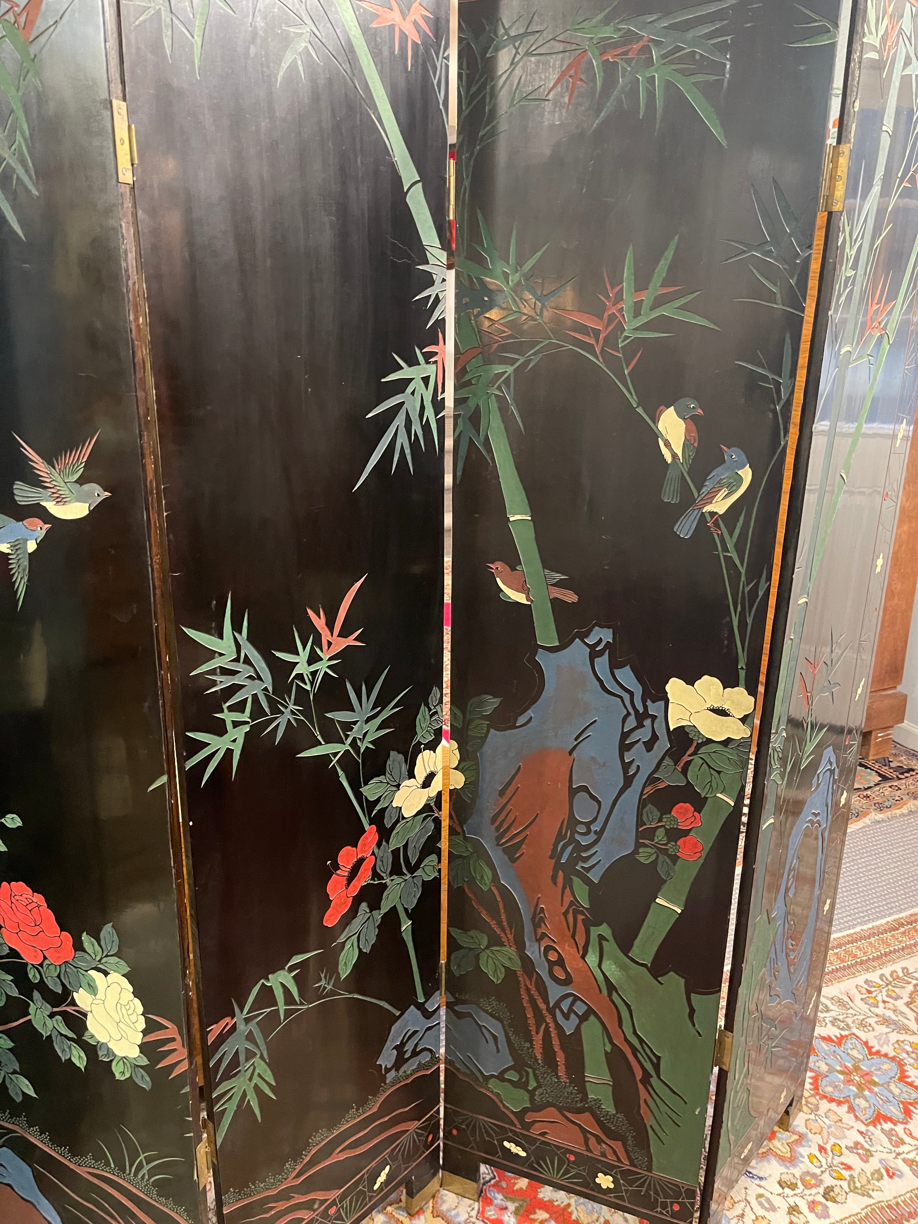 Screen Laquer Asiatic Black Lacquer Floor Screens – Magpie Reclamations