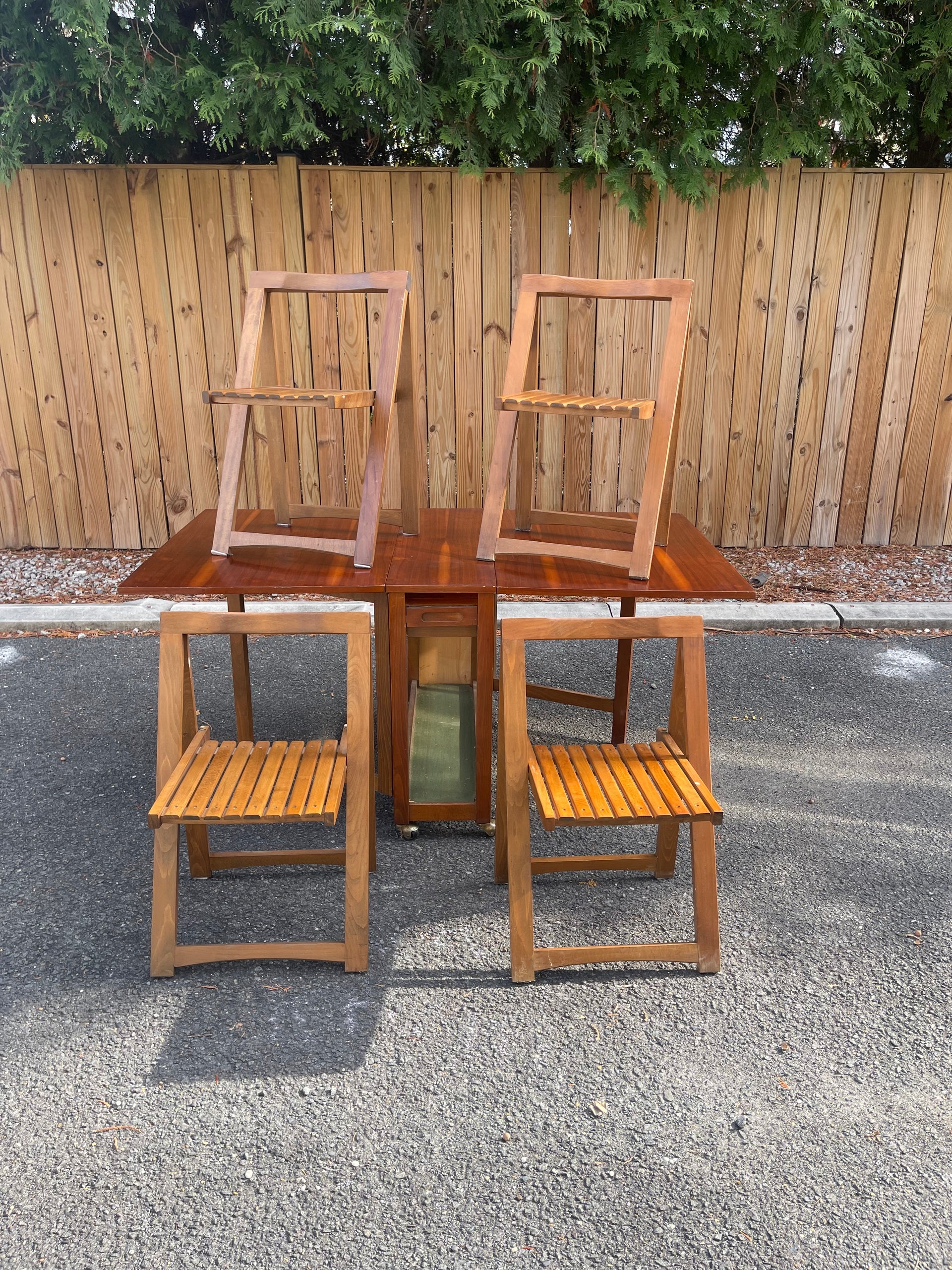 Scandinavian Modern Teak Folding Table and Chairs Set