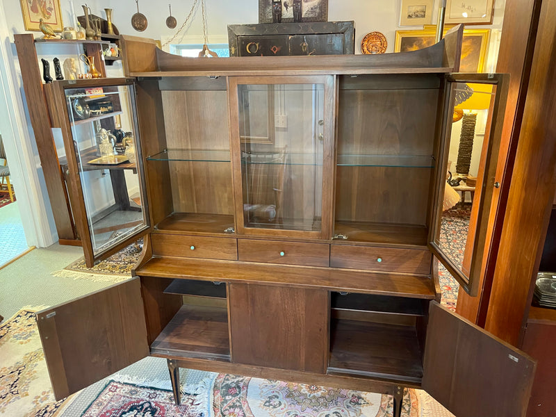 Midcentury Modern Walnut Petite China Cabinet from Kroehler