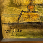 Midcentury Modern Oil on Board of a Trojan Horse Signed Van Hoople
