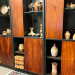 Vintage Harvey Probber Alternating Door Display Cabinets Rosewood & Ebonized Oak