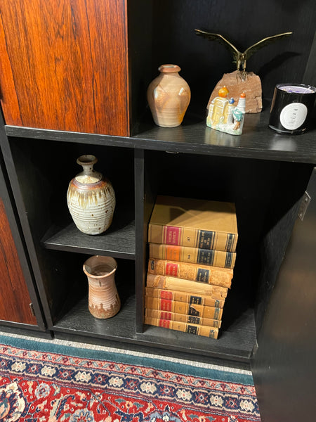 Vintage Harvey Probber Alternating Door Display Cabinets Rosewood & Ebonized Oak