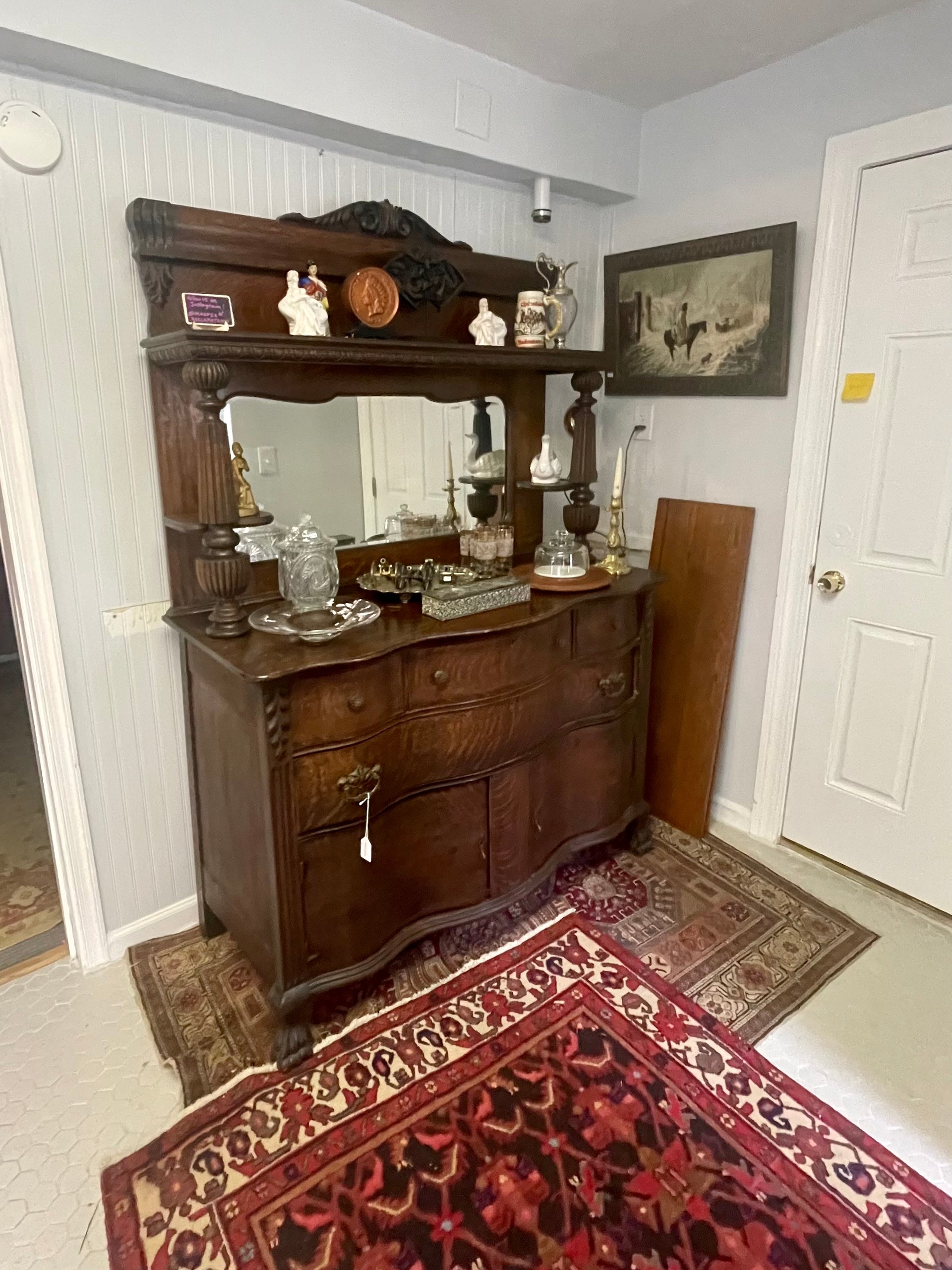 Ornate Victorian Oak Buffet with Mirror