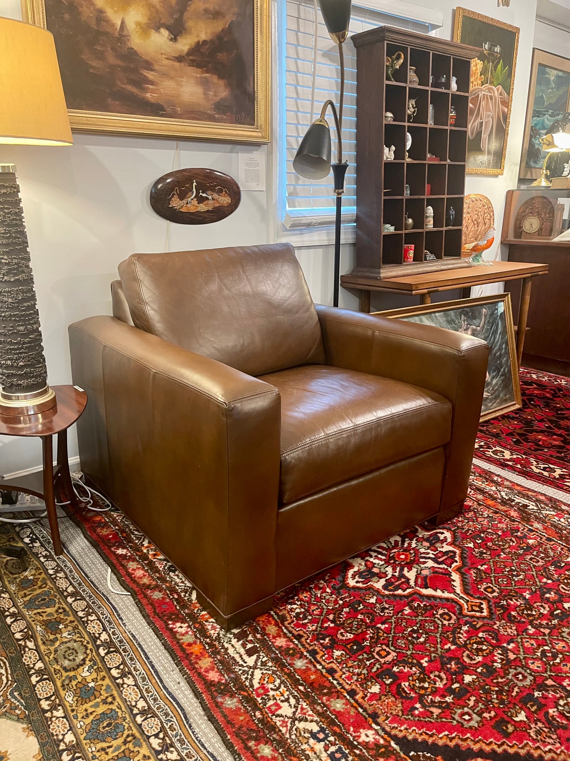 Spencer Track-Arm Leather Club Chair by Ethan Allen