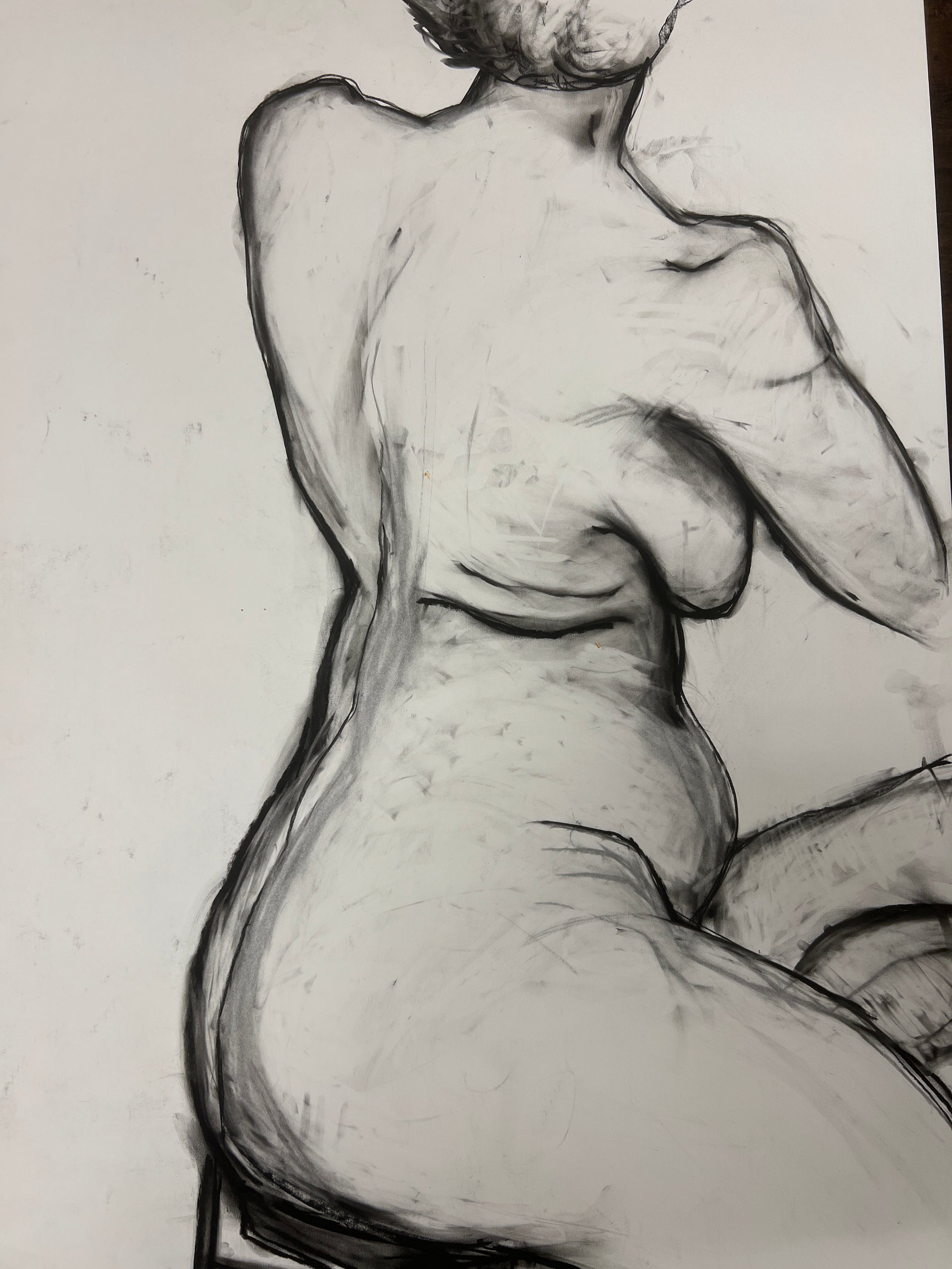 Woman on Stool in Charcoal (Nina Gelin-Meier Collection)