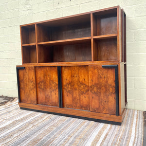 Antique Italian Handcrafted Burled Wall Unit