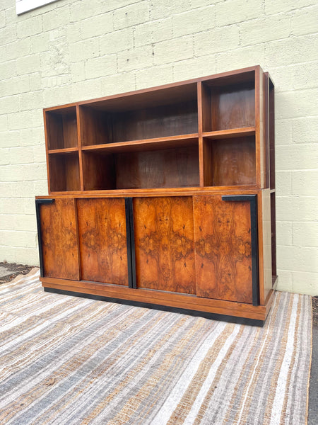 Antique Italian Handcrafted Burled Wall Unit