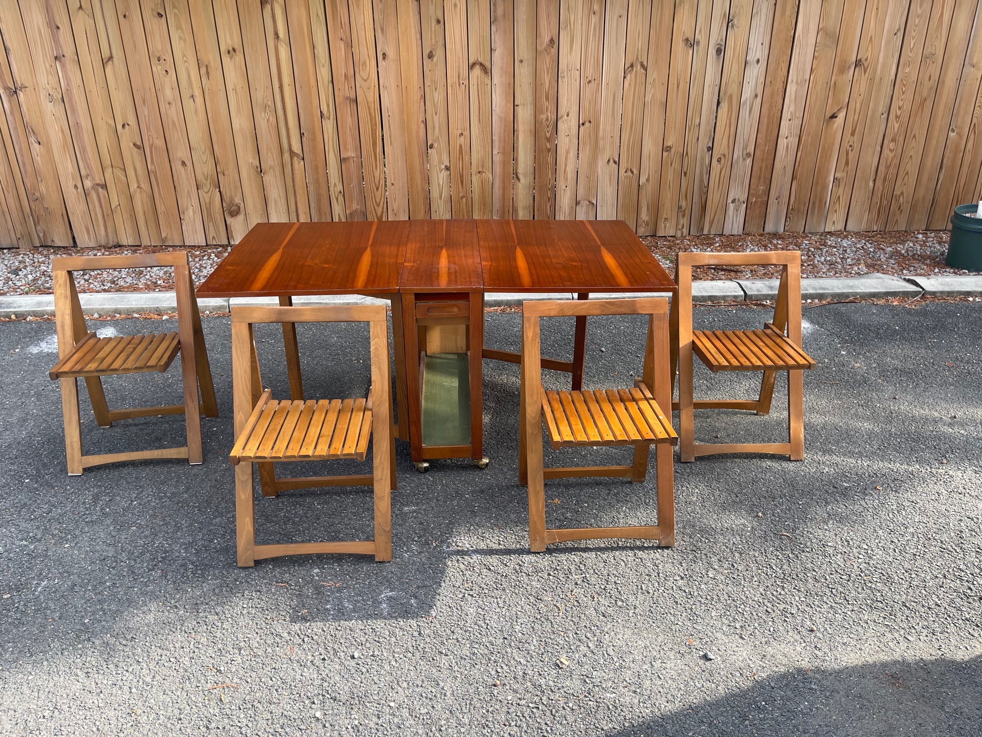 Scandinavian Modern Teak Folding Table and Chairs Set