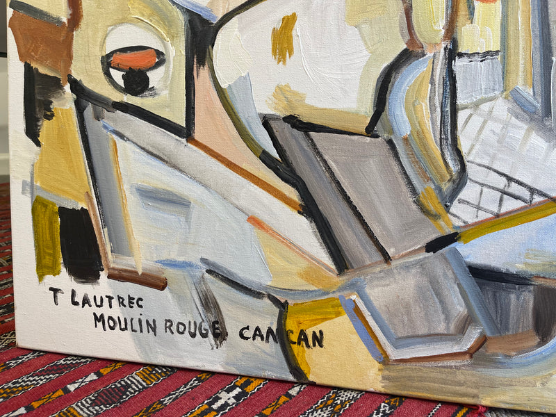 Mladen Novak “T Lautrec Moulin Rouge Can Can” Signed Oil on Canvas Painting