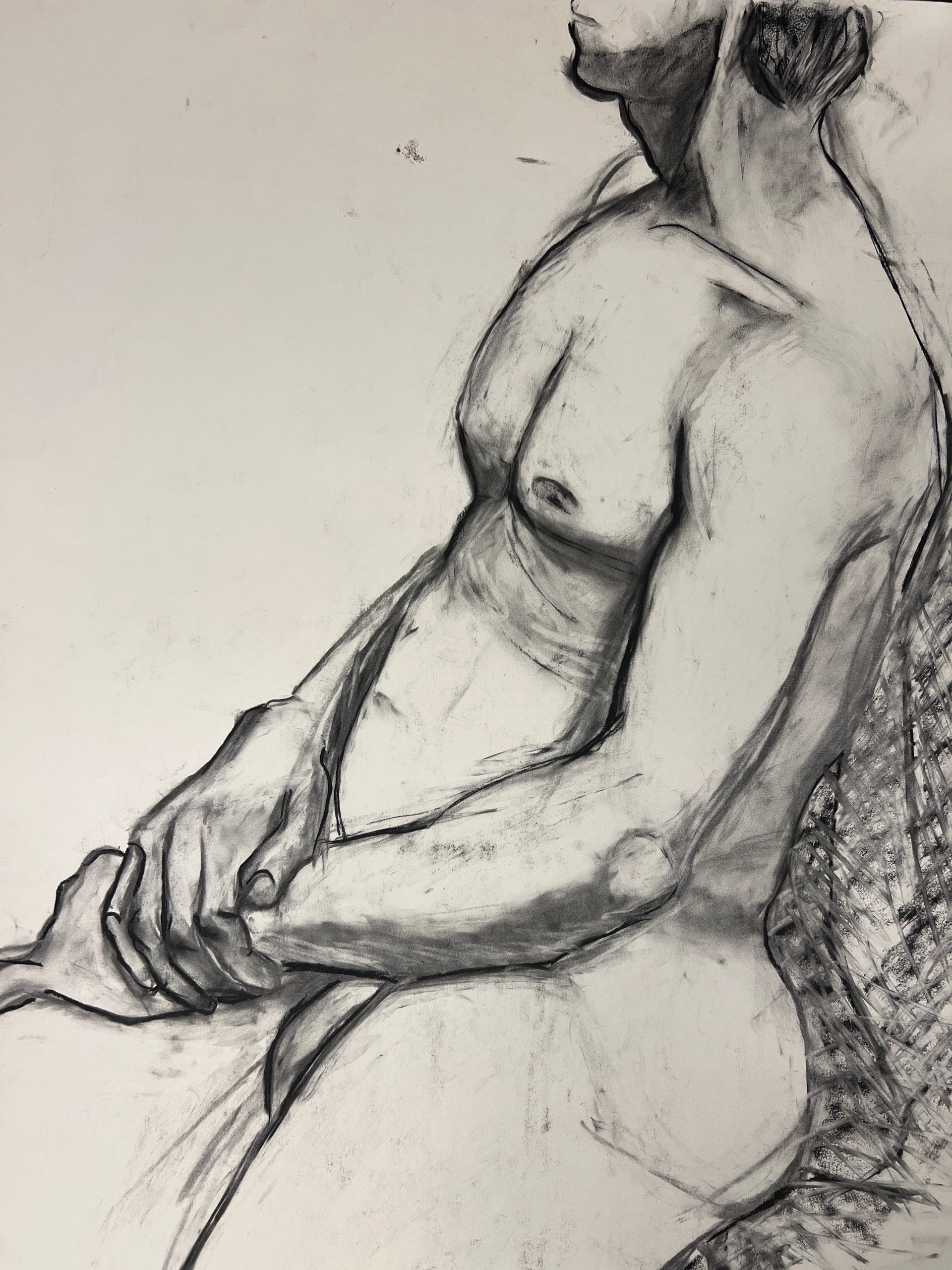 Black and White Nude Man Charcoal