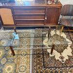 Midcentury Modern Italian Glass Rosewood and Chrome Coffee Table