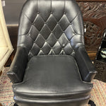 Midcentury Modern Black Vinyl Tufted Armchair