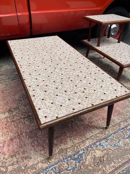 Midcentury Modern Mosaic Tile Coffee Table