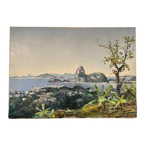 Alexander Lebedeff Oil on Canvas Overlooking the Harbor in Rio De Janiero, Brazil