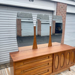 Young Mfg. Co Midcentury Modern Large Lowboy Dresser or Credenza with Mirror