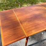 Scandinavian Modern Teak Petite Dining Table with Two Leaves