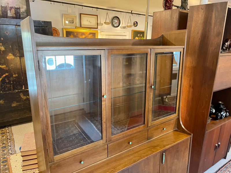 Midcentury Modern Walnut Petite China Cabinet from Kroehler