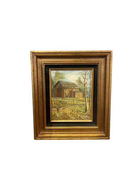 Oil on Canvas Framed & Signed Cabin Painting