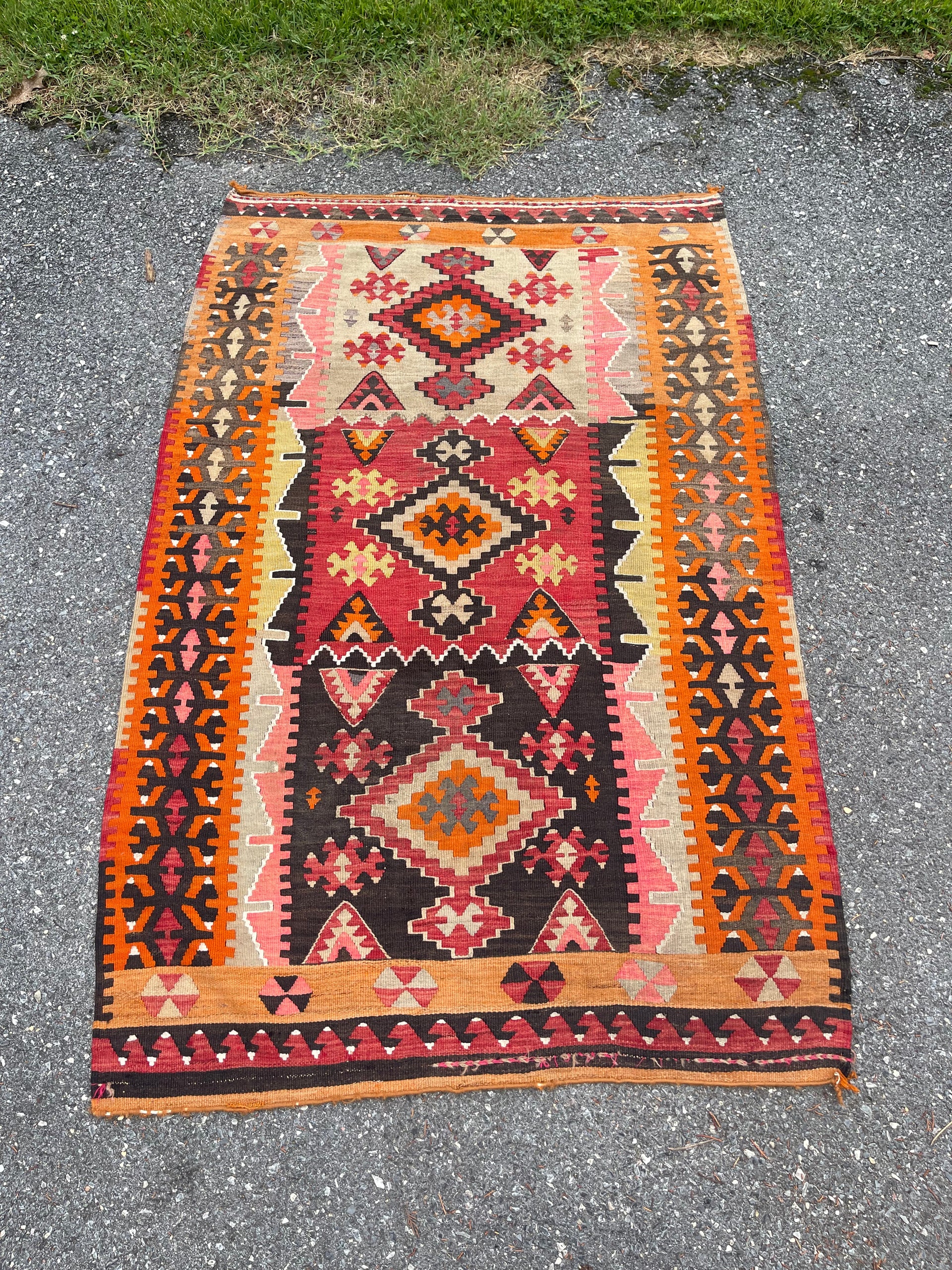 Vintage Tribal Kilim Turkish Area Rug