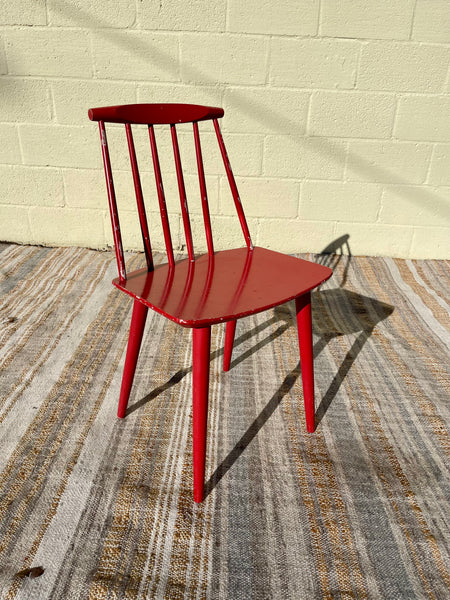 J77 Danish Red Lacquered Chairs by Folke Pålsson