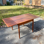 Scandinavian Modern Teak Petite Dining Table with Two Leaves