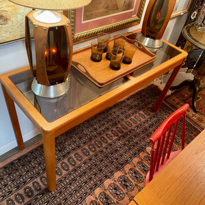 Scandinavian Modern Teak and Glass Console Table