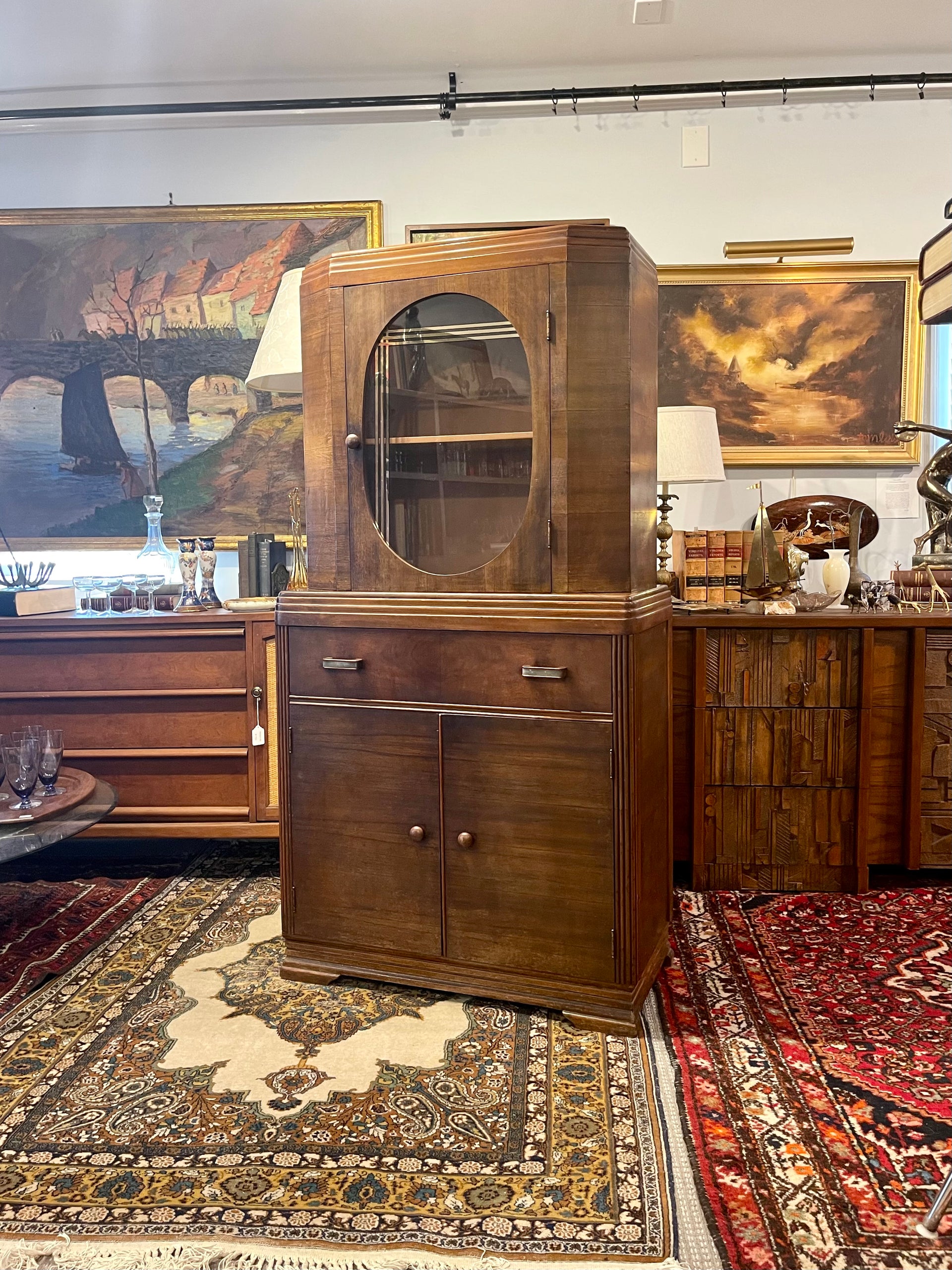 Art Deco Petite Walnut Cabinet