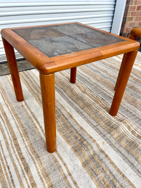 Danish Teak and Slate Side Tables by Haslev