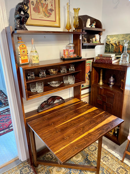 Fully Refinished Scandinavian Modern Rosewood Wall Unit & Gate-leg Table