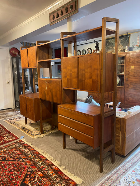 Scandinavian Modern-Style Modular Teak Wall Unit