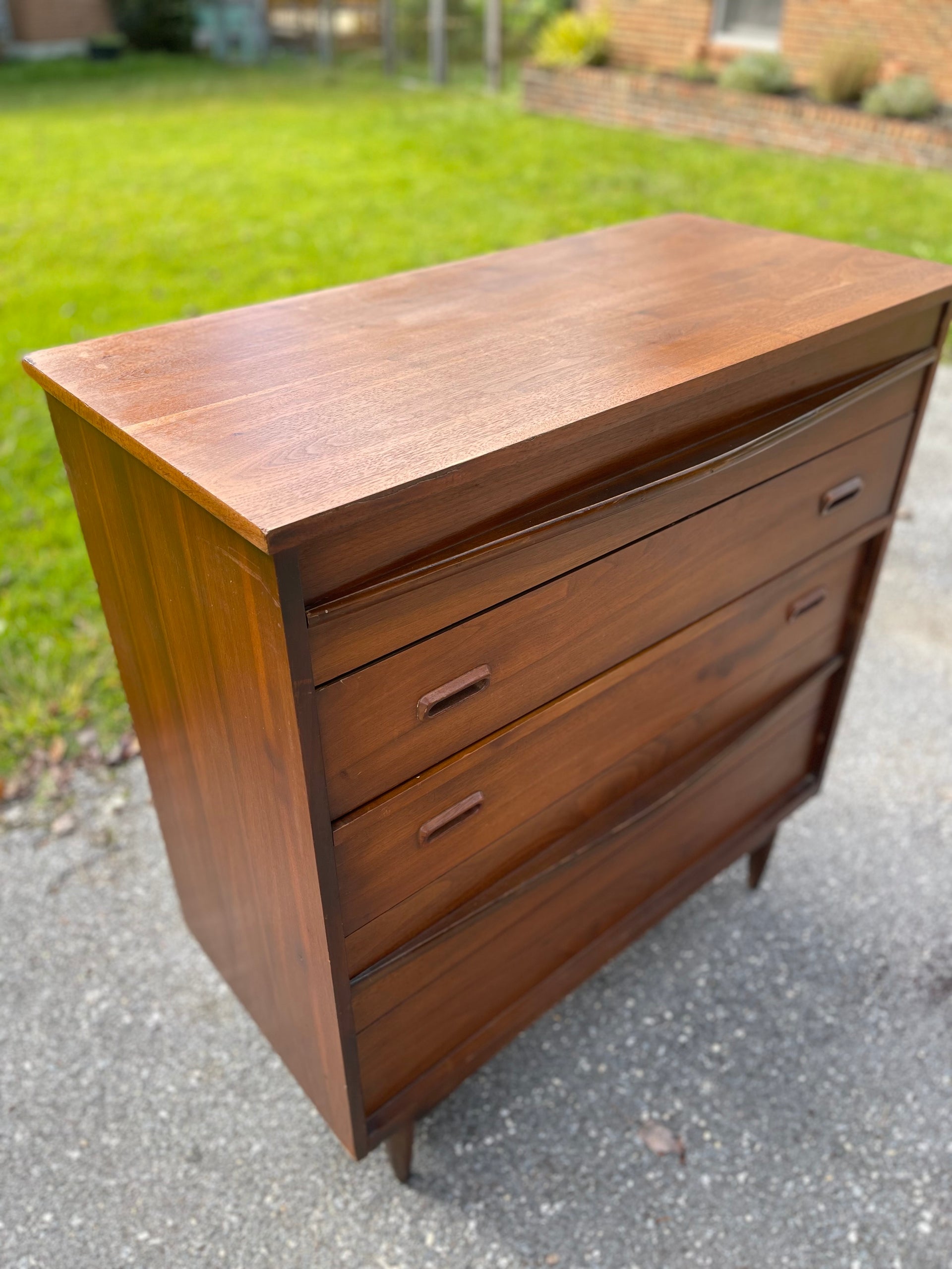 Midcentury Modern Mahogany Tallboy Dresser