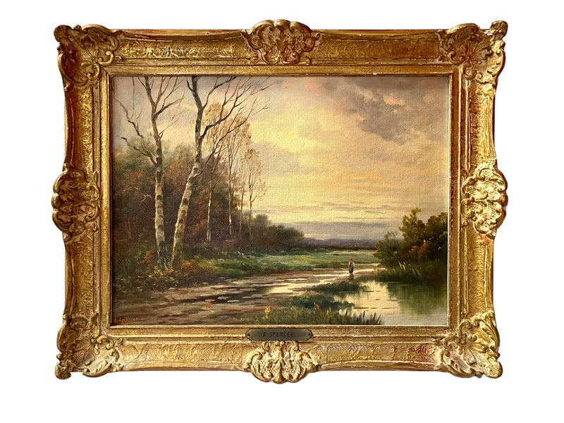 Oil on Canvas Painting in Gilt Frame Signed Augustus Spencer