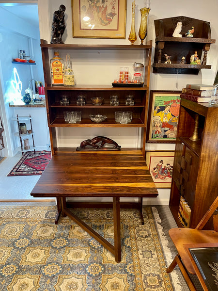 Fully Refinished Scandinavian Modern Rosewood Wall Unit & Gate-leg Table