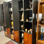 Vintage Harvey Probber Alternating Door Display Cabinets Rosewood & Ebonized Oak