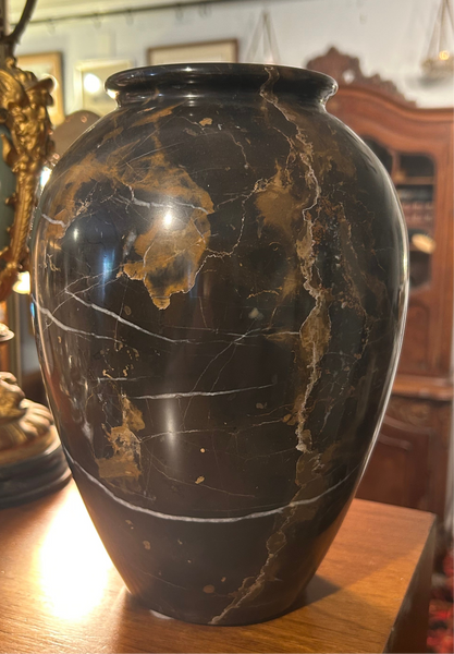 Large Black and Brown Marble Vase