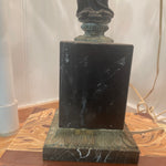 Hollywood Regency Antique Marble Lamp with Bronze Statue