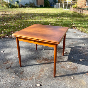 Scandinavian Modern Teak Petite Dining Table with Two Leaves