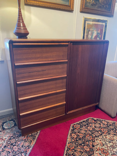 Kibaek Mobelfabrik A/S Danish Modern Teak Chest of Drawers with Tambour Door