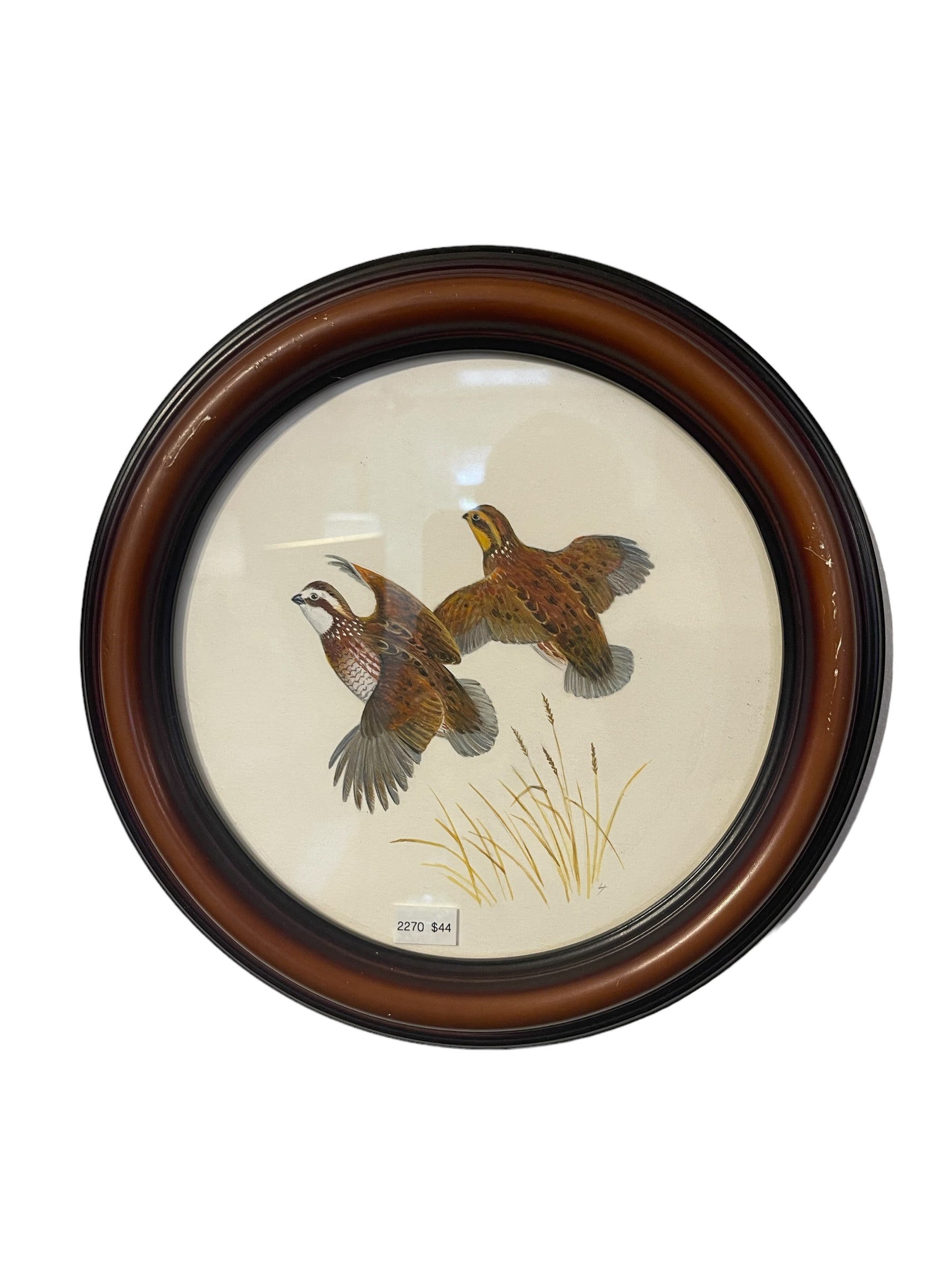 Round Framed Quail Artwork