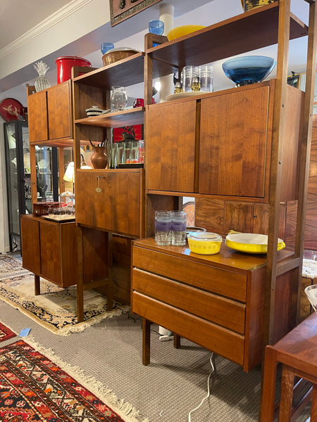 Scandinavian Modern-Style Modular Teak Wall Unit