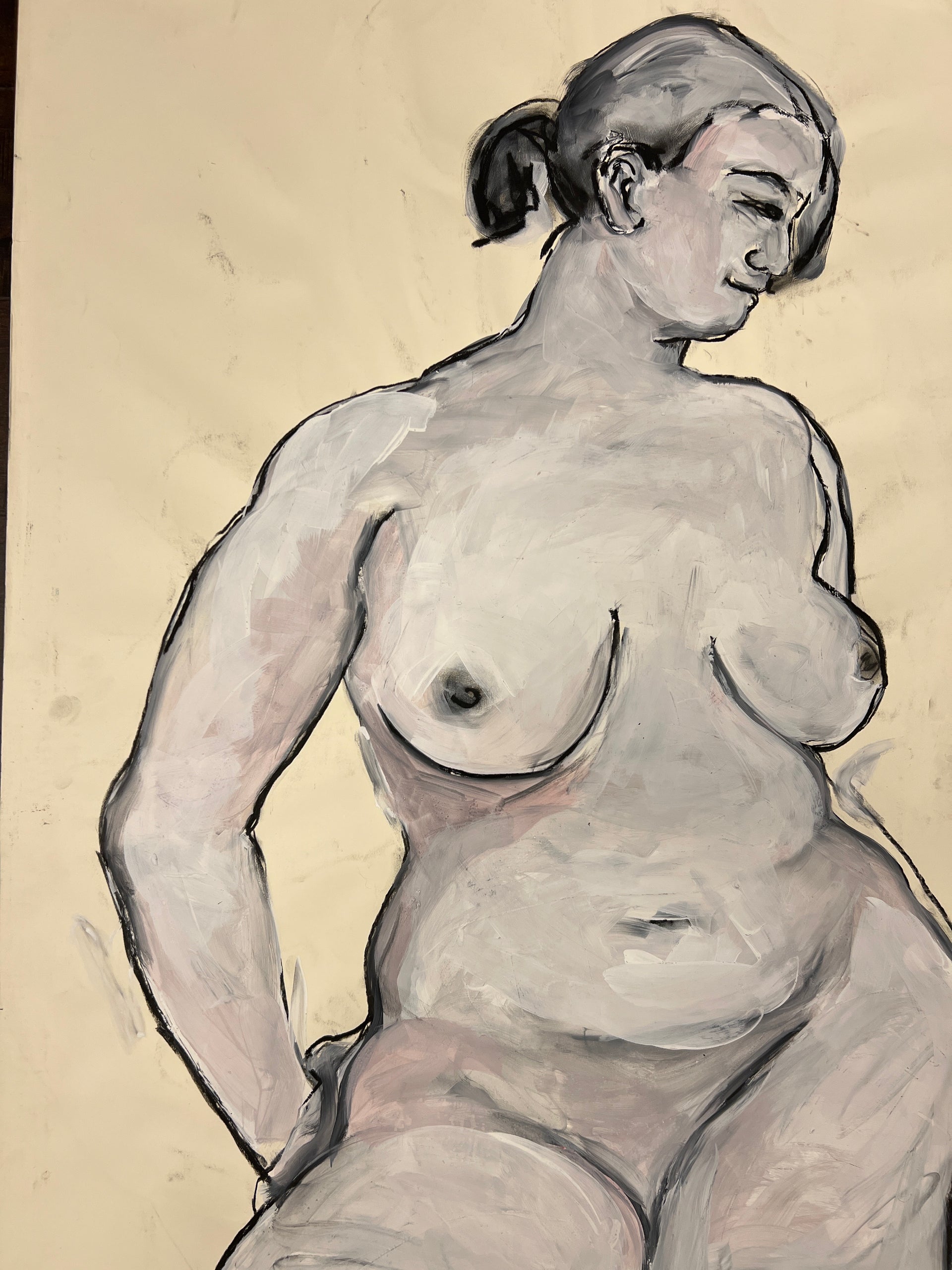 Gray Nude Woman Mixed Media (Nina Gelin-Meier Collection)