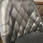 Midcentury Modern Black Vinyl Tufted Armchair