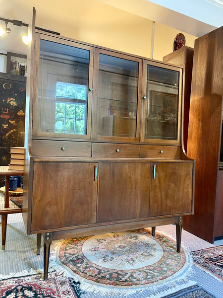 Midcentury Modern Walnut Petite China Cabinet from Kroehler