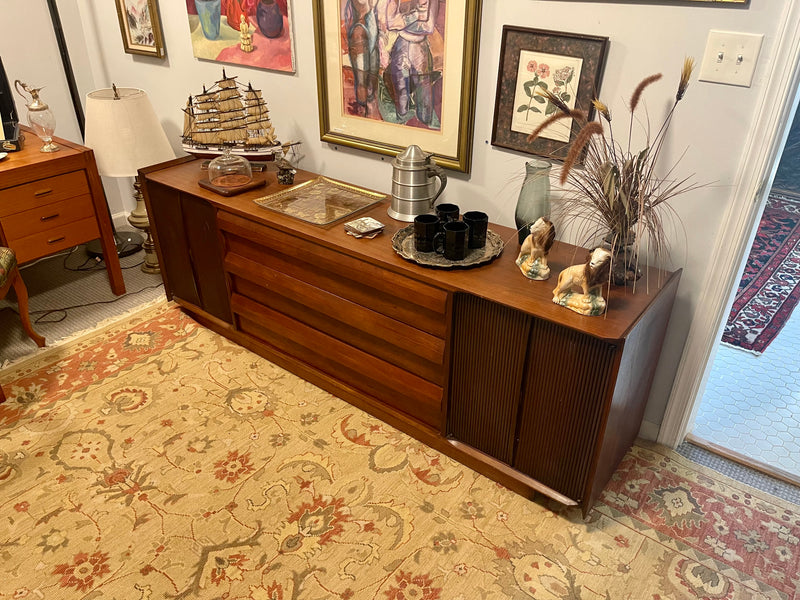 Lane First Edition Large Midcentury Modern Walnut Credenza or Sideboard