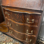 Antique American Tiger Oak Side by Side Bowed Glass Bookcase or China Secretary