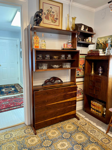 Fully Refinished Scandinavian Modern Rosewood Wall Unit & Gate-leg Table