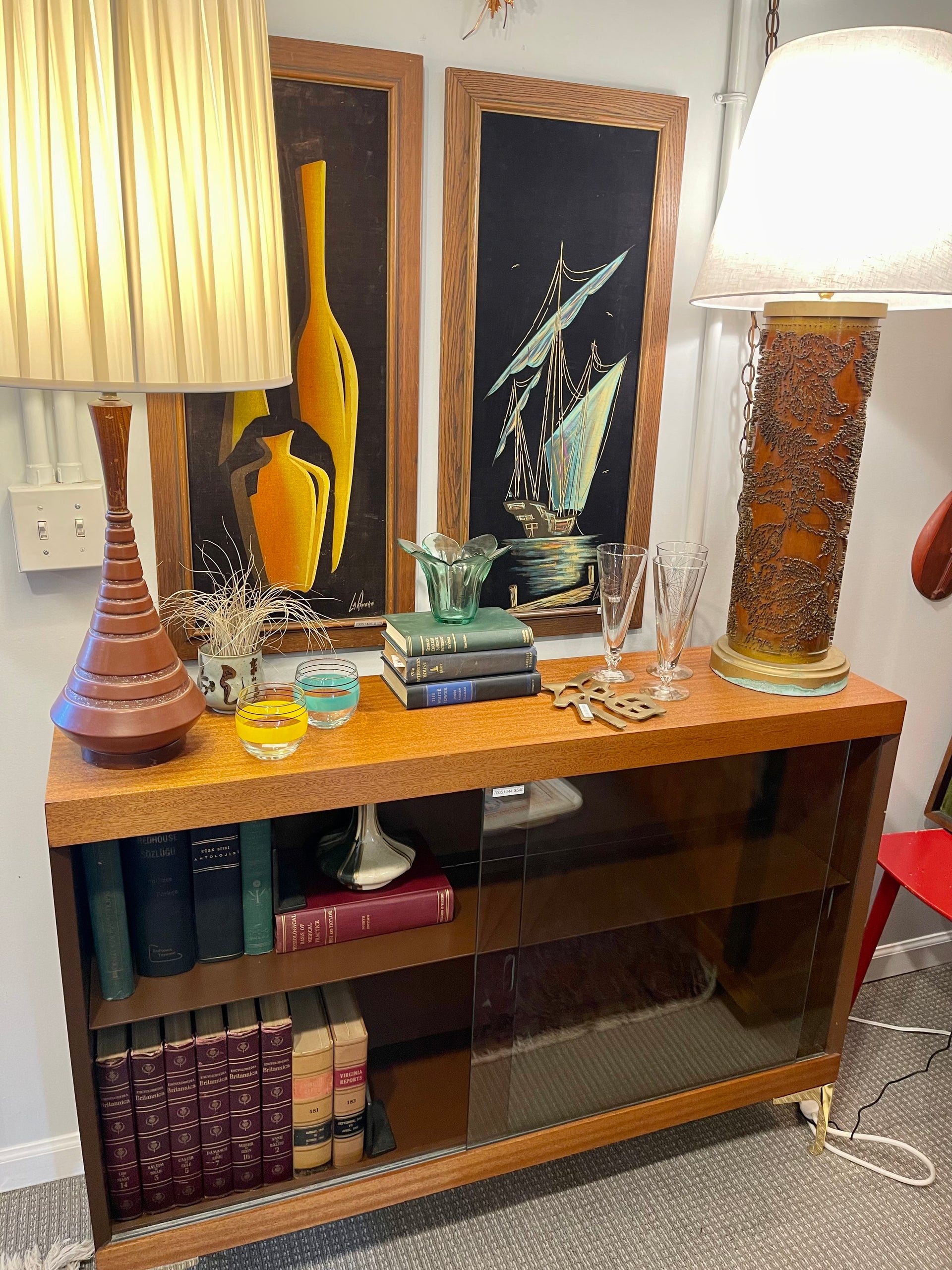 Martin Feinman MCM Glass-fronted Bookcase or Liquor Cabinet